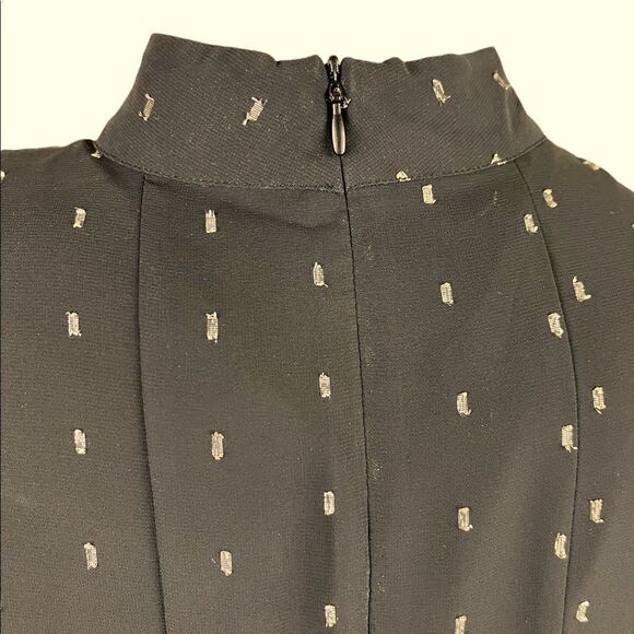 NWOT Catherine Malandrino Black/Platinum Chiffon Babydoll Dress Size 12 - Picture 5 of 9